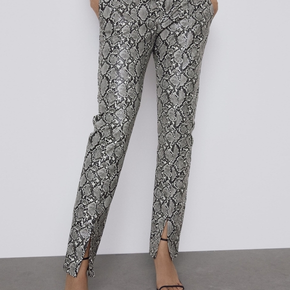 Zara Faux Leather Printed Pants - Picture 1 of 7